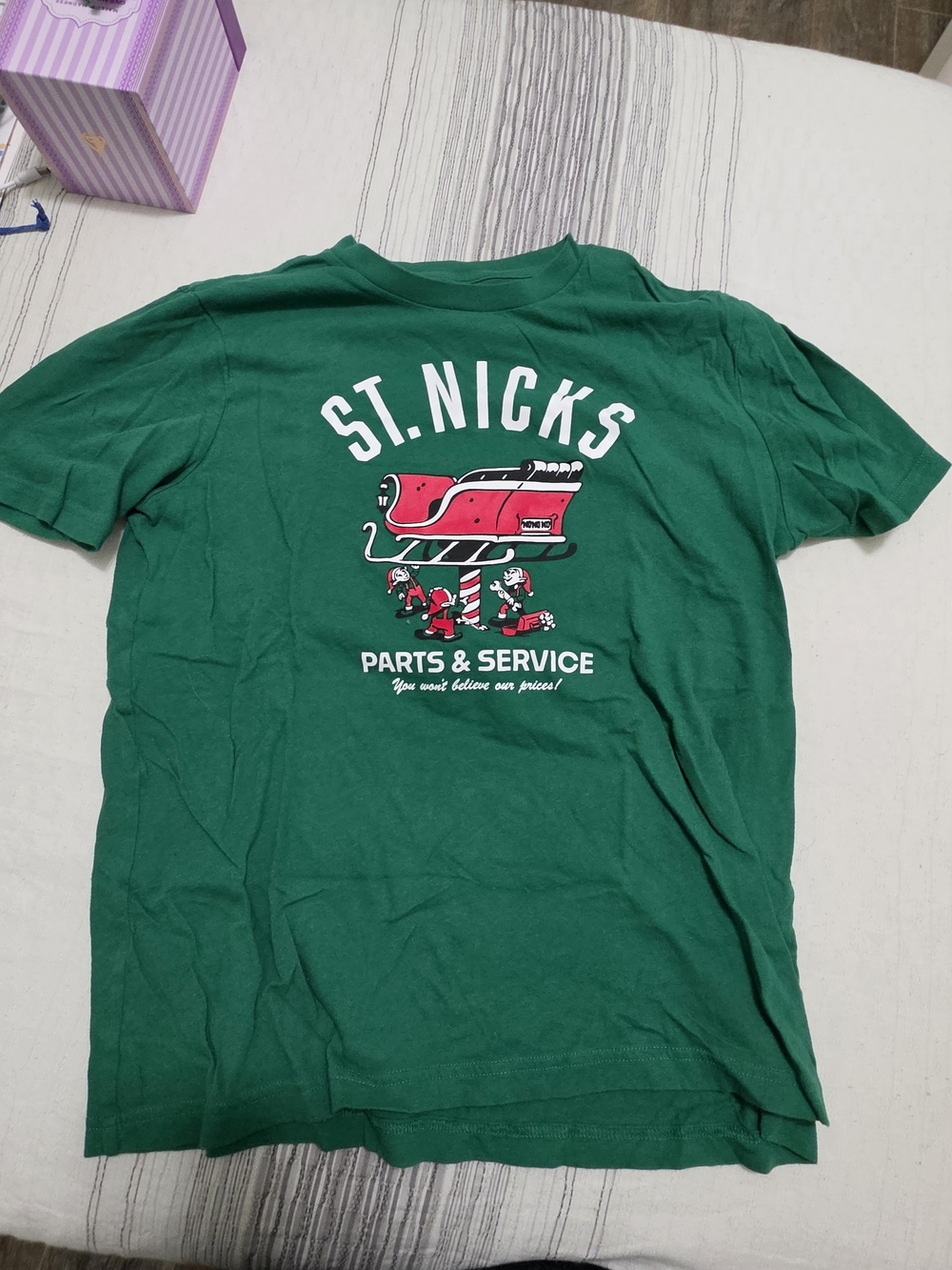 Old Navy Green St. Nicks Graphic Tee with Red Accents